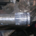 Car drive shaft, hardened splines damaged. Cut off end off and replace.